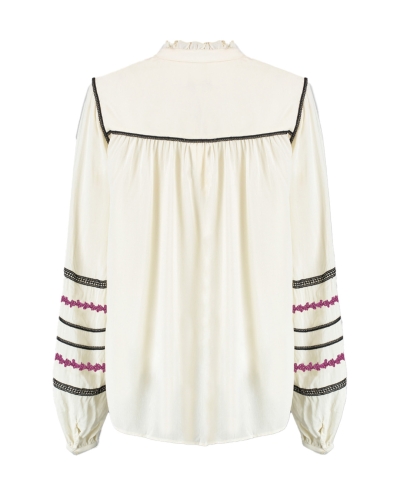 BLOUSE TAYLOR WIT/ FUCHSIA