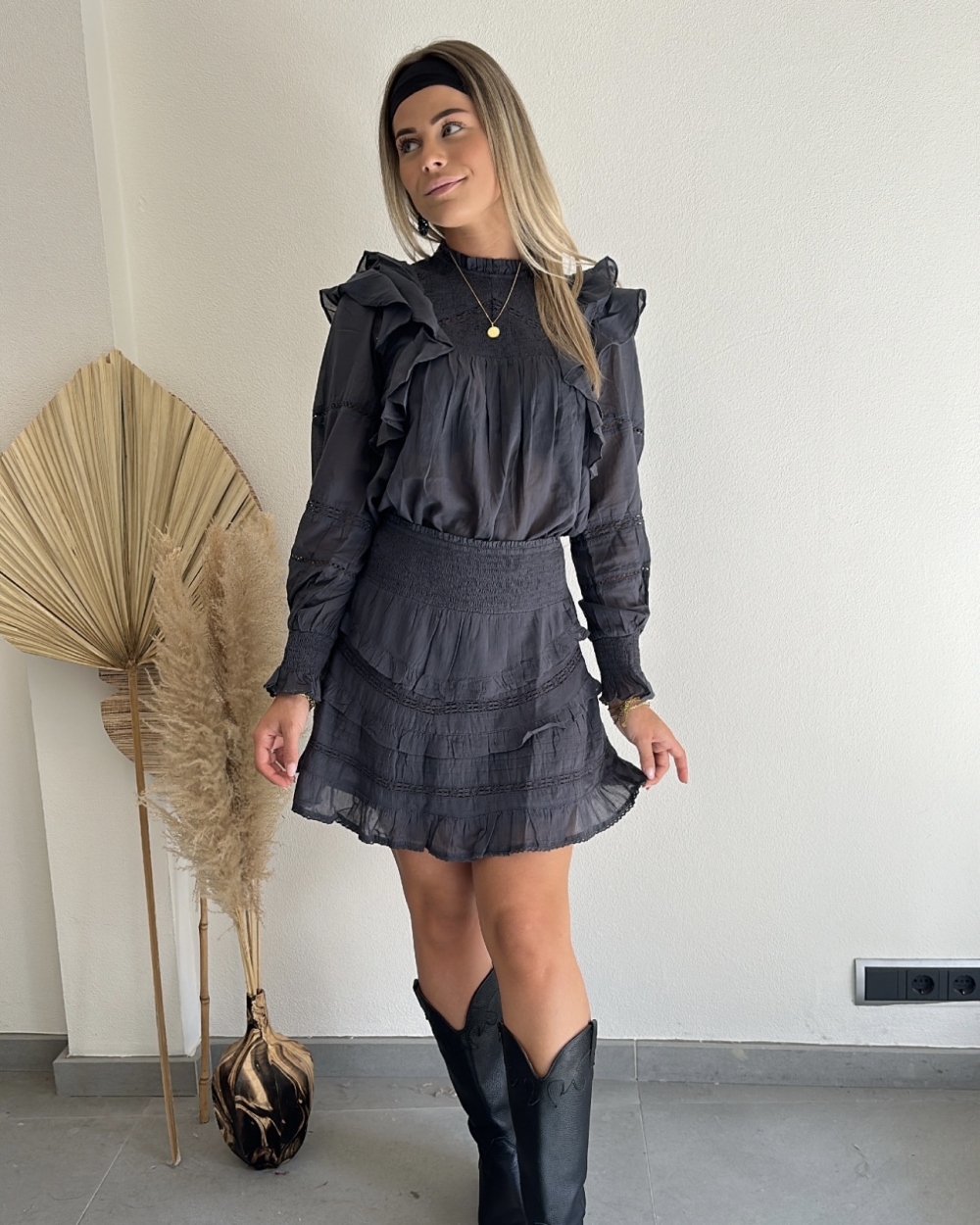 BLOUSE SARNA DONKERGRIJS
