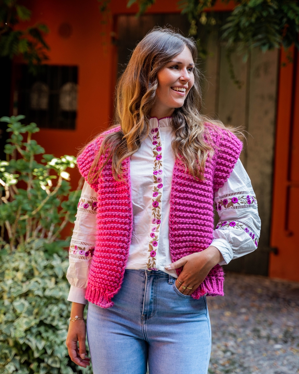 BLOUSE MET BLOEMEN VERLA ROZE