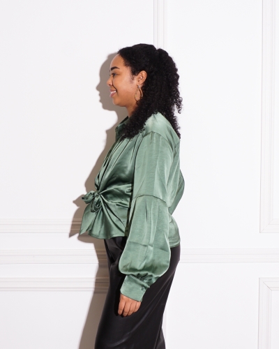 Neo Noir NAJA BLOUSE SATIJN DONKERGROEN
