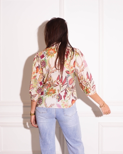 BLOUSE MET BLOEMENPRINT ECRU