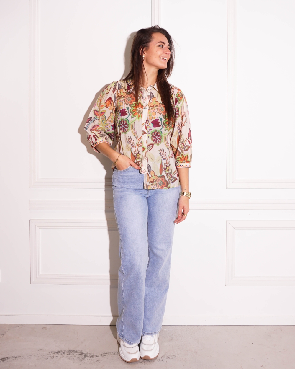 BLOUSE MET BLOEMENPRINT ECRU