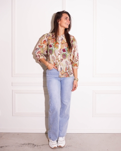 BLOUSE MET BLOEMENPRINT ECRU