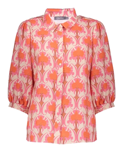 BLOUSE MET PRINT ROZE