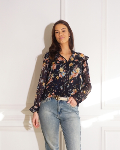 Gossip BLOUSE FLORINE DONKERBLAUW