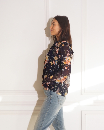 Gossip BLOUSE FLORINE DONKERBLAUW