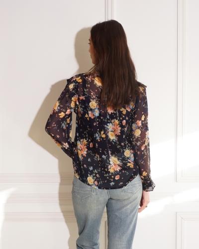 BLOUSE FLORINE DONKERBLAUW
