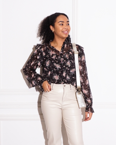 Gossip BLOUSE FLORINE ZWART/ROZE