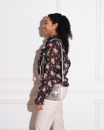 Gossip BLOUSE FLORINE ZWART/ROZE