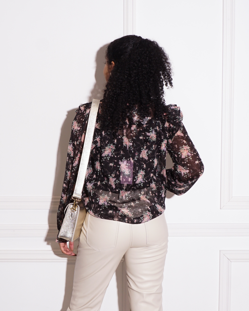 BLOUSE FLORINE ZWART/ROZE