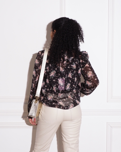BLOUSE FLORINE ZWART/ROZE