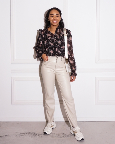 BLOUSE FLORINE ZWART/ROZE