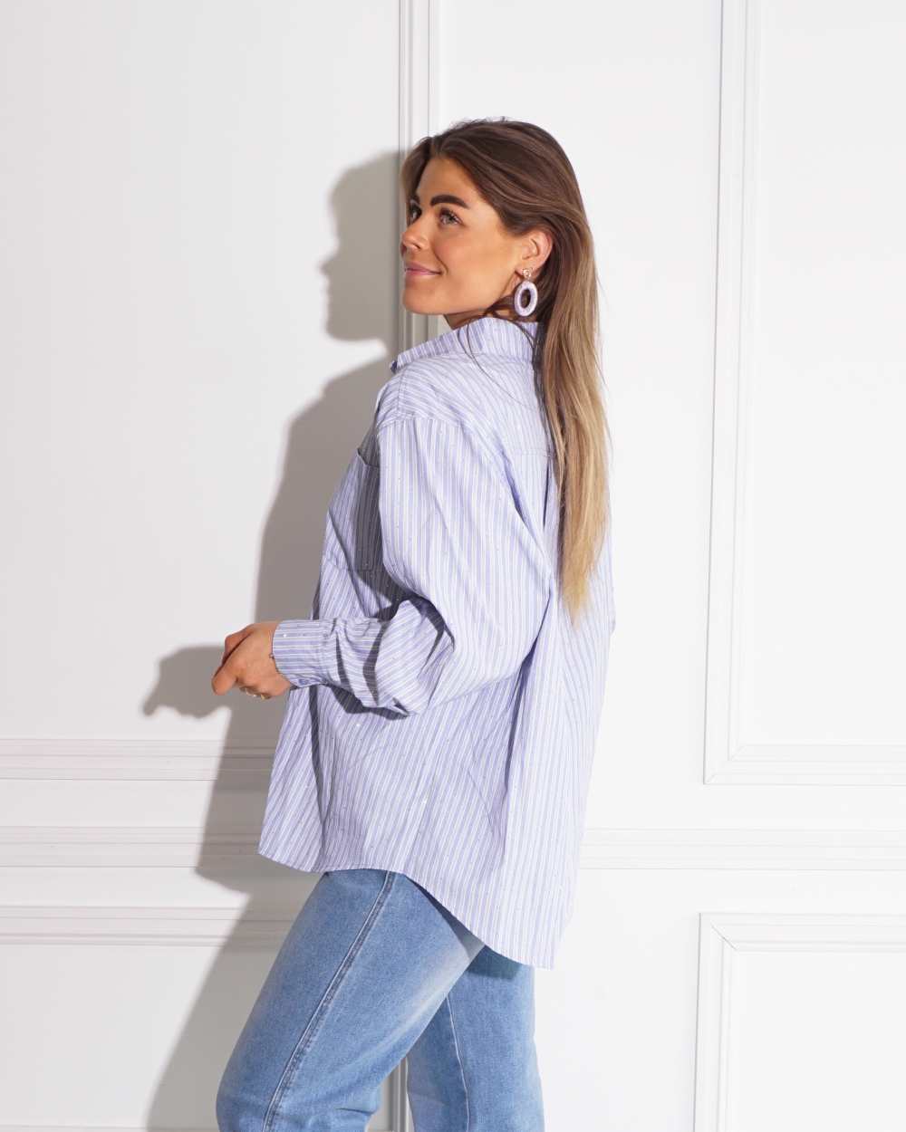 BLOUSE DALMA GESTREEPT MET STRASS