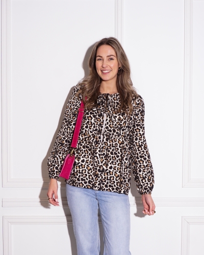 Gossip BLOUSE MET STRIKJES DANNI LEOPARD PRINT