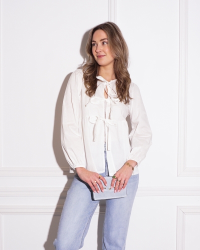 Gossip BLOUSE MET STRIKJES DANNI WIT