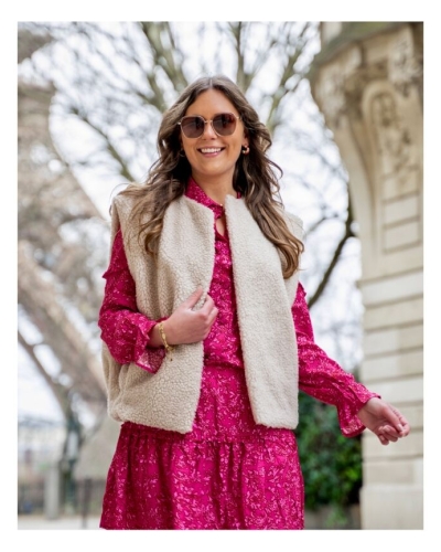 Gossip PRINT BLOUSE RUCHES ROZE