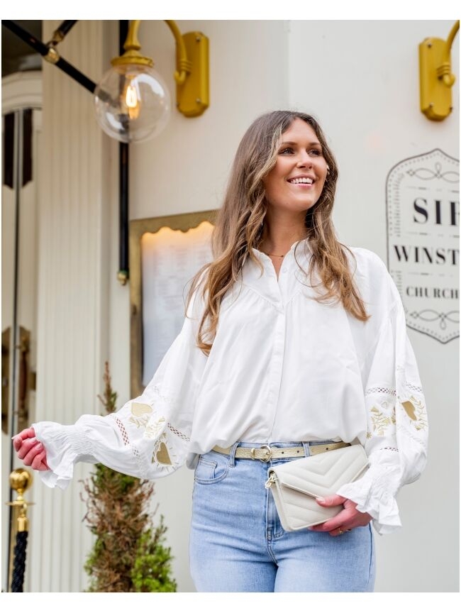 BLOUSE MET BRODERIE ROSIE WIT