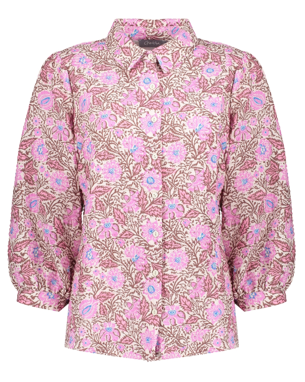 BLOUSE MET PRINT ROZE