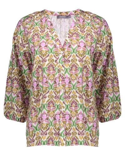 BLOUSE MET PRINT EN V-HALS PAARS