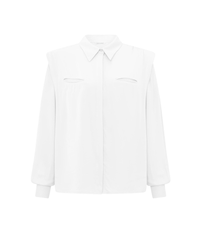 BLOUSE MET SCHOUDERVULLING WIT