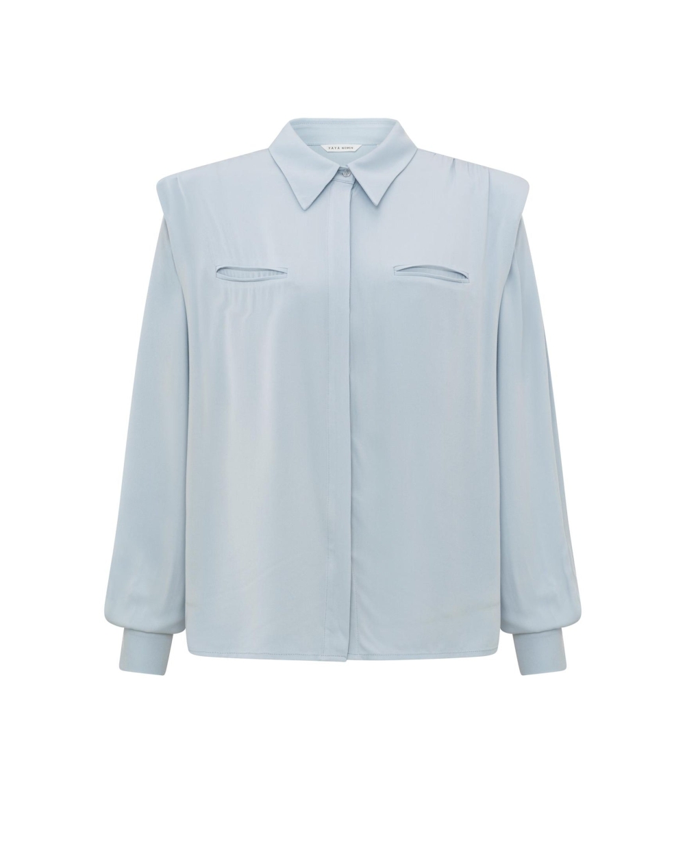 BLOUSE MET SCHOUDERVULLING BLAUW