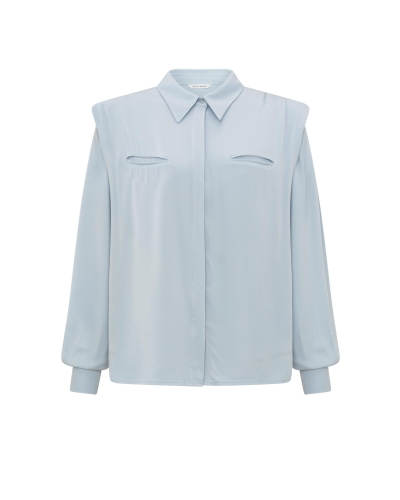 BLOUSE MET SCHOUDERVULLING BLAUW