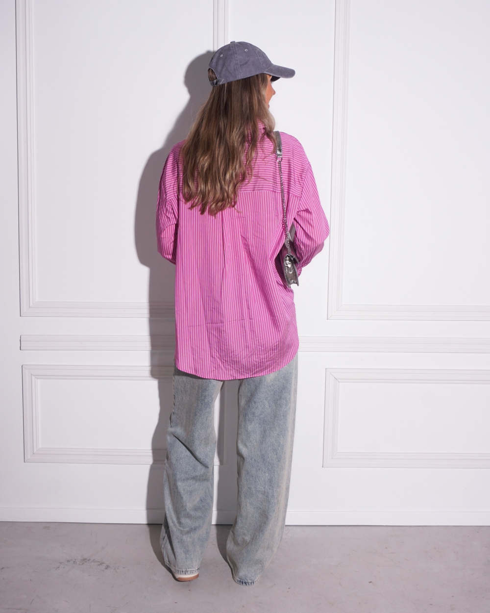 BLOUSE FIJN STREEPJE PAARS