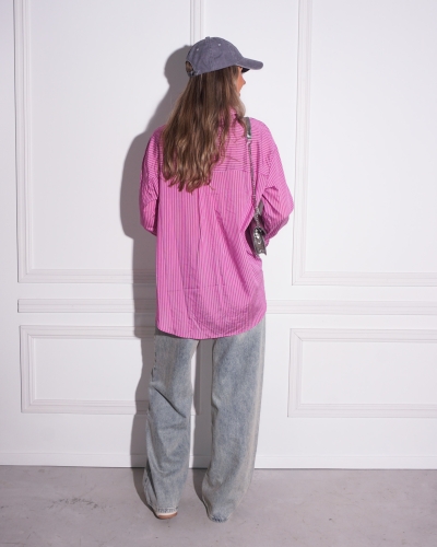 BLOUSE FIJN STREEPJE PAARS