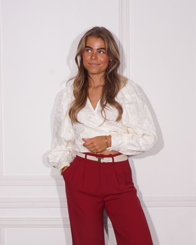 WIKKELBLOUSE FLOWER ECRU