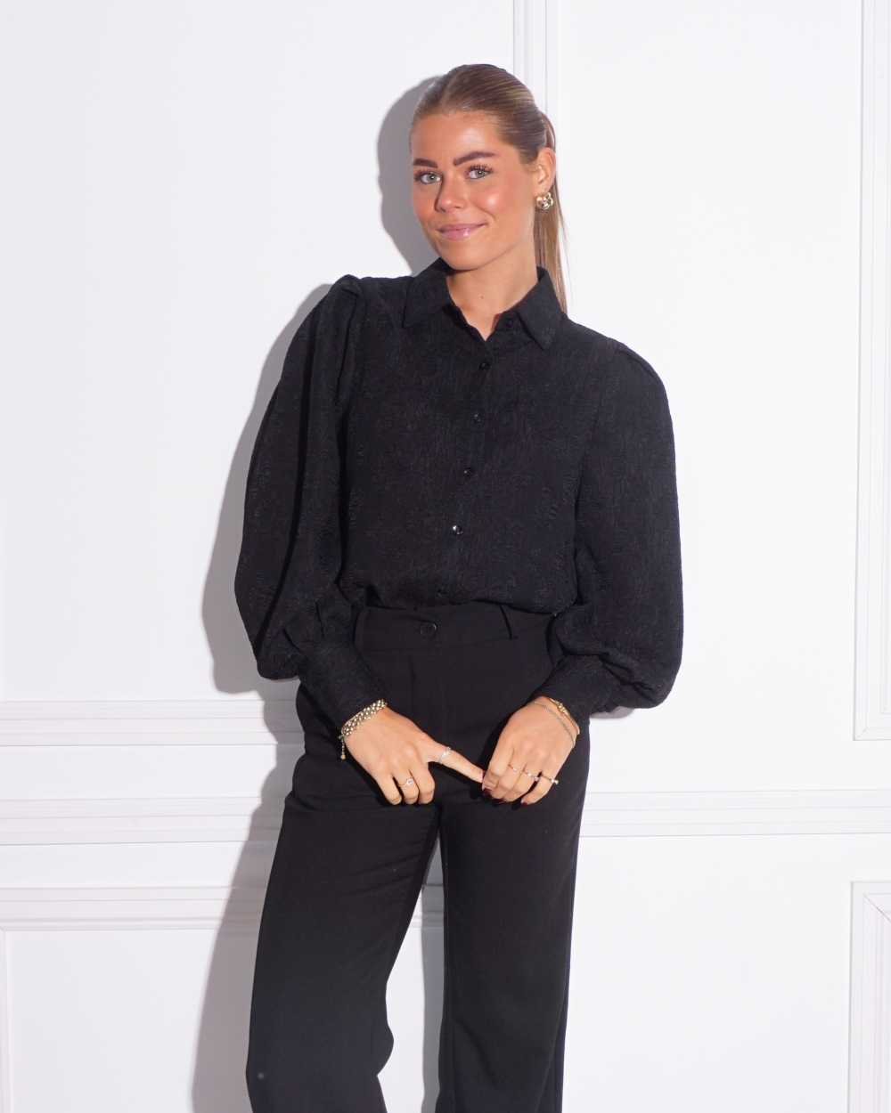 BLOUSE ROSE ZWART
