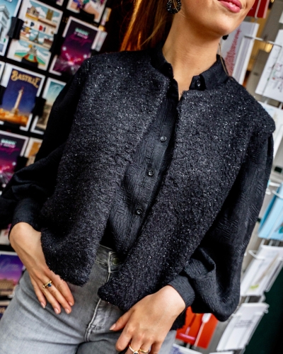 BLOUSE ROSE ZWART