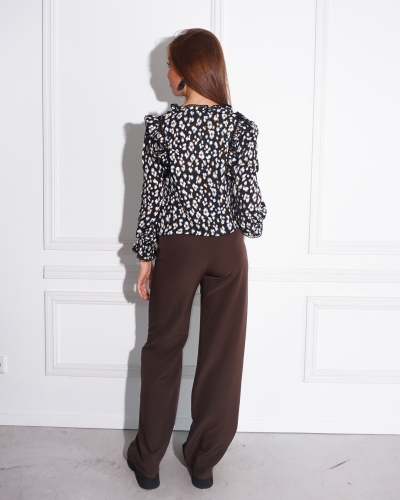 BLOUSE RUCHES ZWART