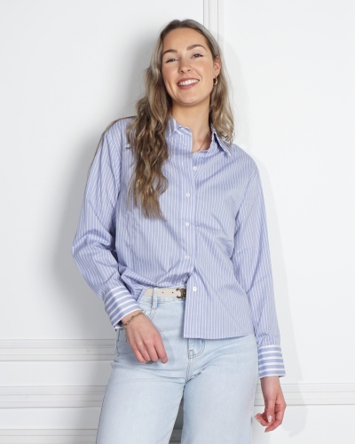 YAYA GESTREEPTE OVERSIZED BLOUSE BLAUW