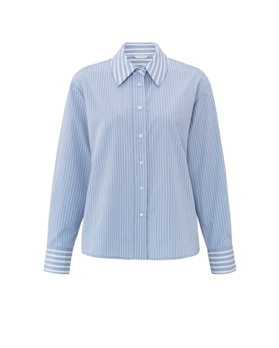 GESTREEPTE OVERSIZED BLOUSE BLAUW