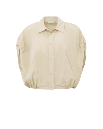 MOUWLOZE BLOUSE MET ELASTISCHE TAILLE BEIGE