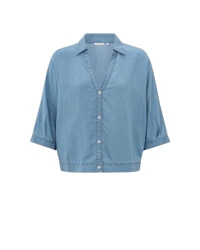 CHAMBRAY BLOUSE LICHT BLAUW