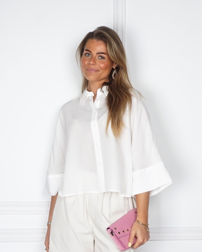 YAYA KORTE BLOUSE MET WIJDE MOUWEN WIT