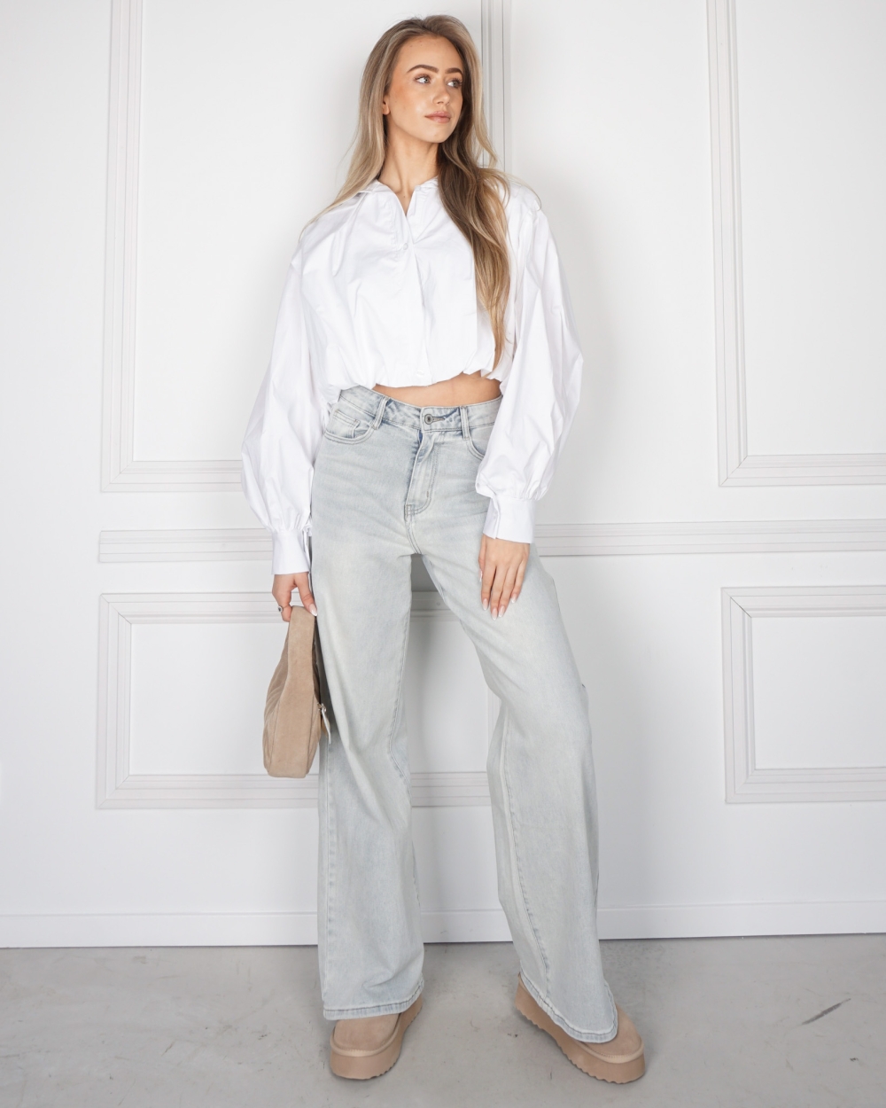 CROPPED BASIC BLOUSE WIT