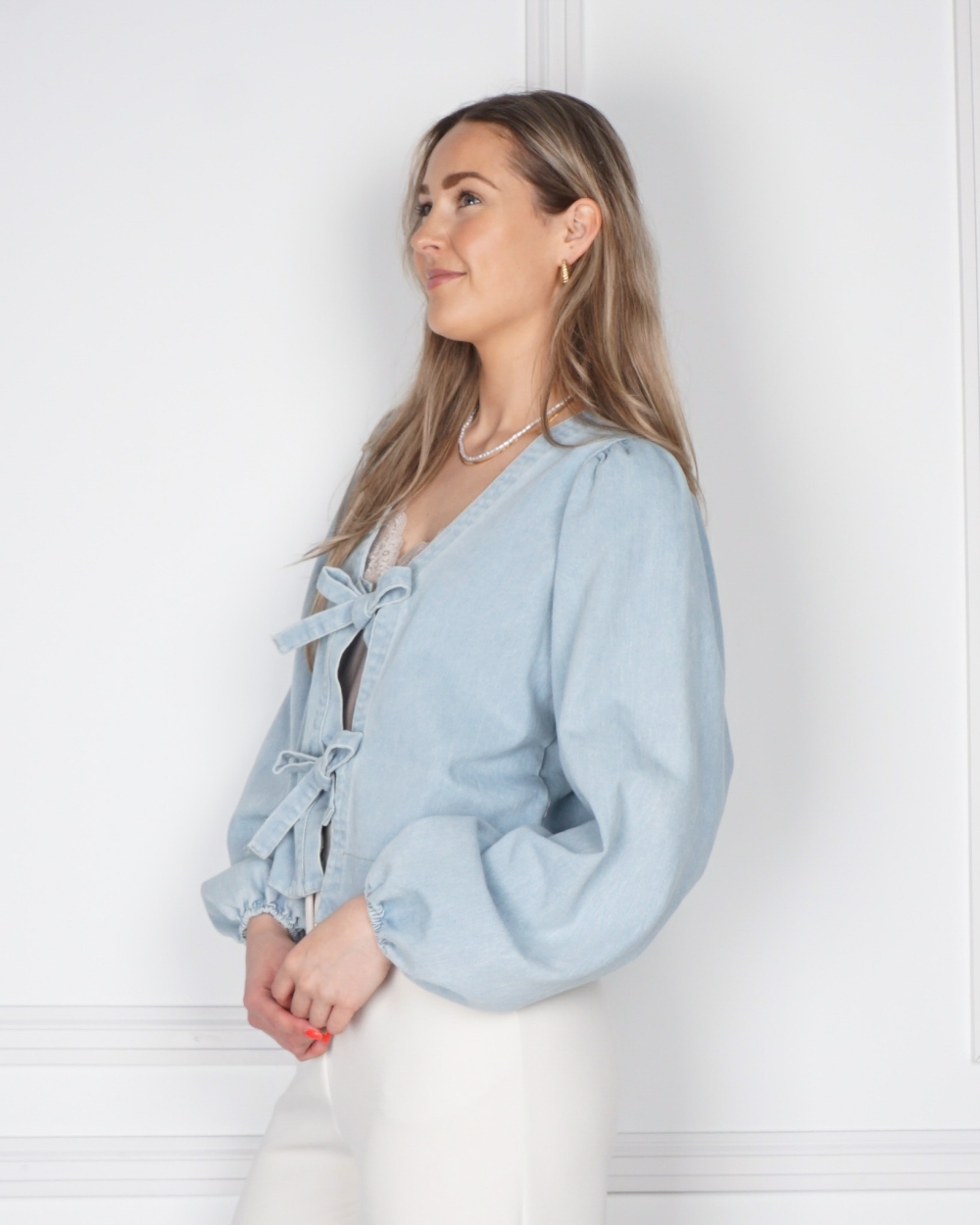 DENIM BOW BLOUSE 