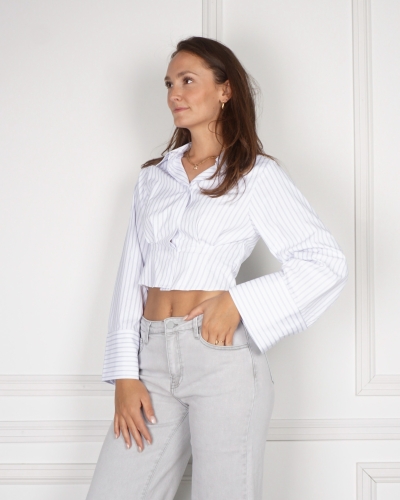 Neo Noir BLOUSE FROST STRIPE WIT/BLAUW