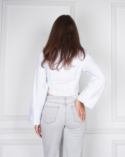BLOUSE FROST STRIPE WIT/BLAUW