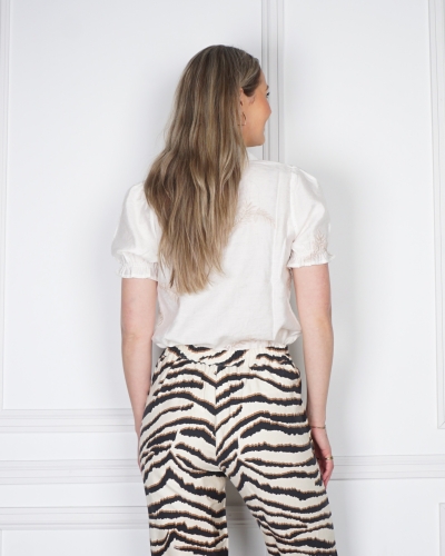 BLOUSE KORTE MOUW BEIGE