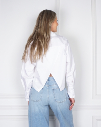 CROPPED BASIC BLOUSE SPLIT WIT