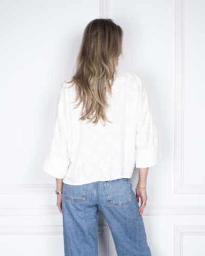 KORTE BLOUSE MET DETAILS WIT