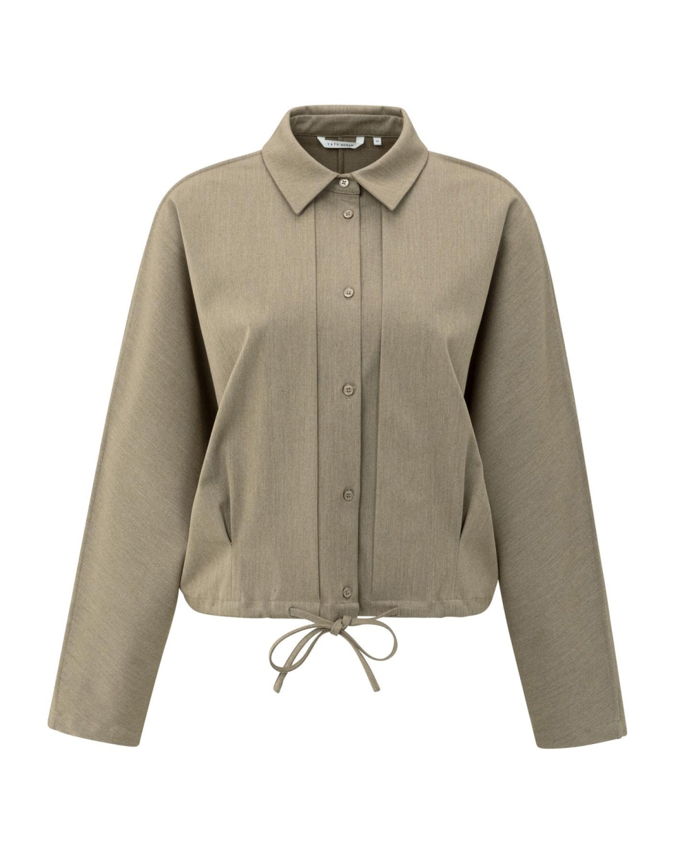 BLOUSE-JAS MET PLOOIEN OLIJF GROEN