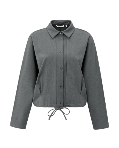 BLOUSE-JAS MET PLOOIEN ANTRACIET