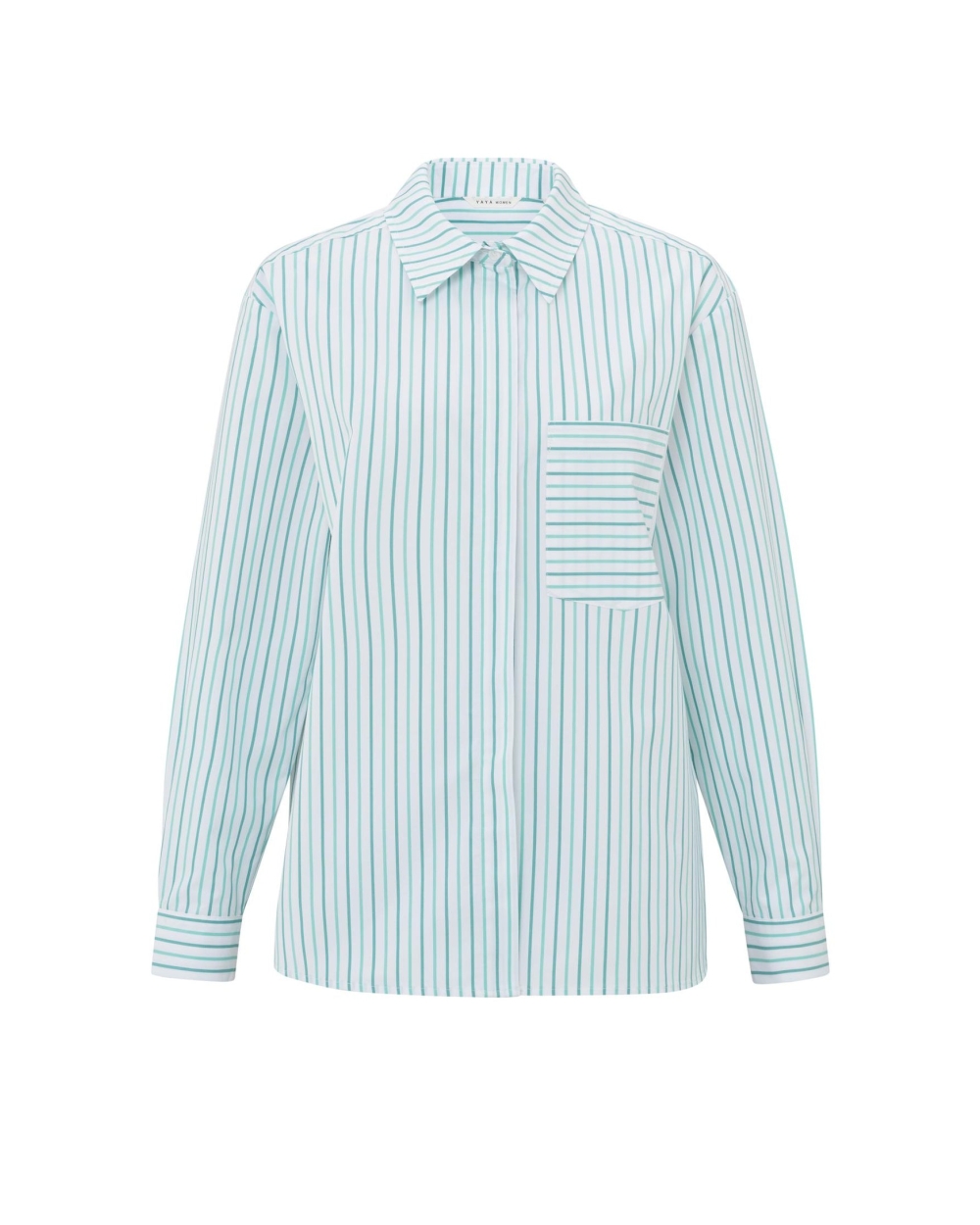 GESTREEPTE BLOUSE WIT GROEN