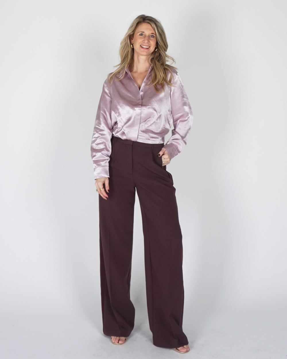 CROPPED BLOUSE SATIJN ROZE