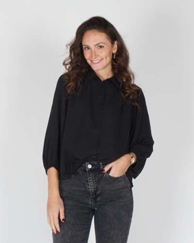 YAYA BLOUSE MET POFMOUWEN ZWART