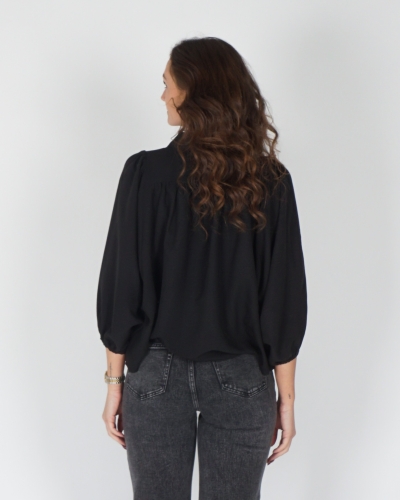 BLOUSE MET POFMOUWEN ZWART